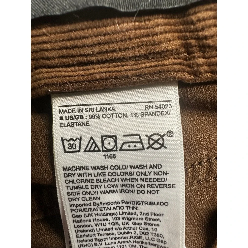Banana Republic Traveler Corduroy Pants 30x30 Brown Stretch Slim Straight Leg